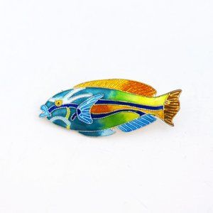 Zarah 925 Sterling Silver Enamel Vintage Colorful Fish Pin ref#2